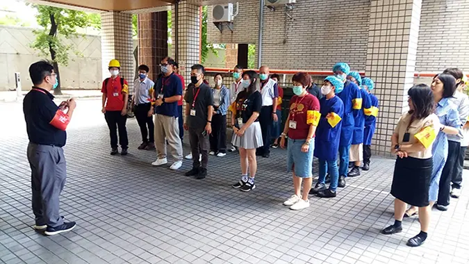 圖為消防公安操作演習-為防災疏散後人員安全確認